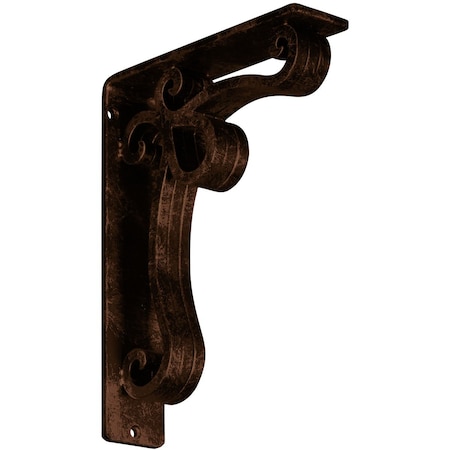 Ekena Millwork Orleans Wrought Iron Bracket, (Triple center brace), Antiqued Copper 2"W x 7 1/2"D x 10"H BKTM02X07X10TOLACO